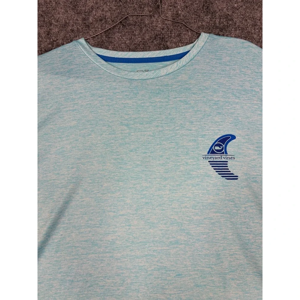 Vineyard Vines Performance Shirt Mens XL Blue Long Sleeve Surf Fin Graphic Tee
